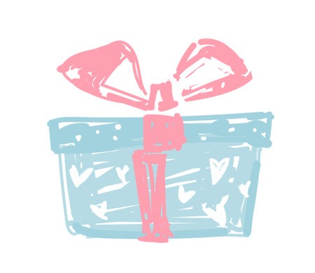 Hand drawn gift box with bow vector illustration sketchのイラスト素材