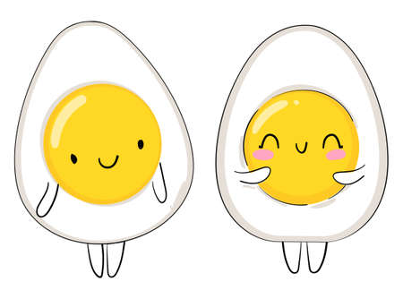 Hand drawn cute egg vector illustration kawaiiのイラスト素材