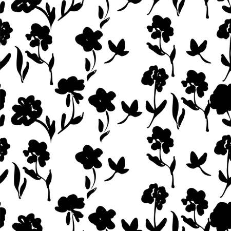 pattern seamless monochrome flowers trend in textiles vector background floral fabricのイラスト素材