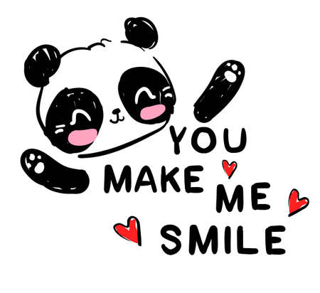 Hand drawn Cute Panda Bear Print design. Vector illustration.のイラスト素材