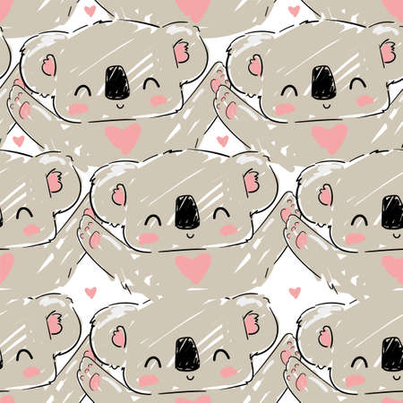 Cute Koala pattern seamless.Vector stock illustration. Fabric design.のイラスト素材