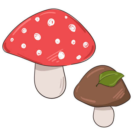 Hand drawn Cute Mushroom vector illustration printのイラスト素材