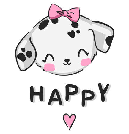 Hand drawn Cute Dalmatian Puppy Childrens Print Cartoon Character Vector Illustrationのイラスト素材