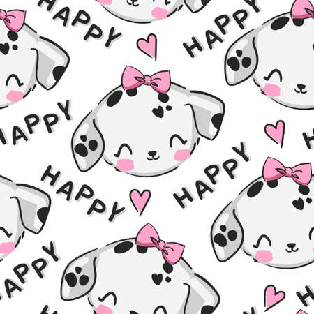 Pattern Cute Dalmatian Puppy Childrens Print seamless Vector Illustrationのイラスト素材