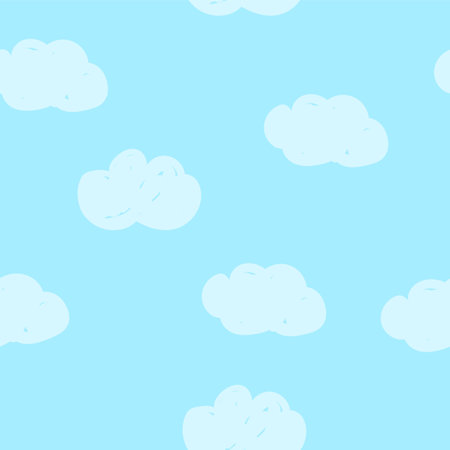 Sky with clouds children's childish von Print Vector Illustration Seamless Patternのイラスト素材
