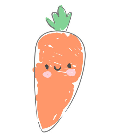Hand drawn cute carrot cartoon vector illustrationのイラスト素材