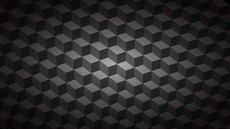 Abstract dark background of isometric cubes in shades of black and gray colors.のイラスト素材