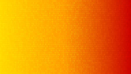 Abstract background of zeros ad ones in yellow and orange colors.のイラスト素材