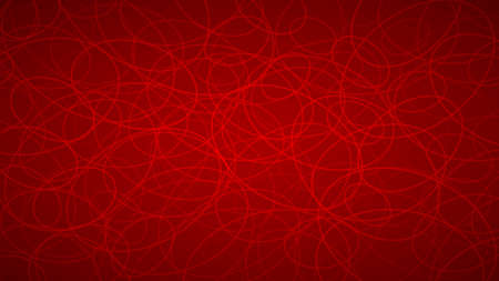 Abstract background of randomly arranged contours of elipses in red colors.のイラスト素材