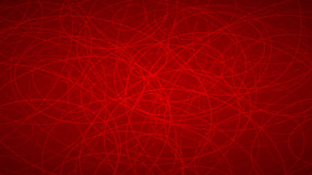 Abstract background of randomly arranged contours of elipses in red colors.のイラスト素材