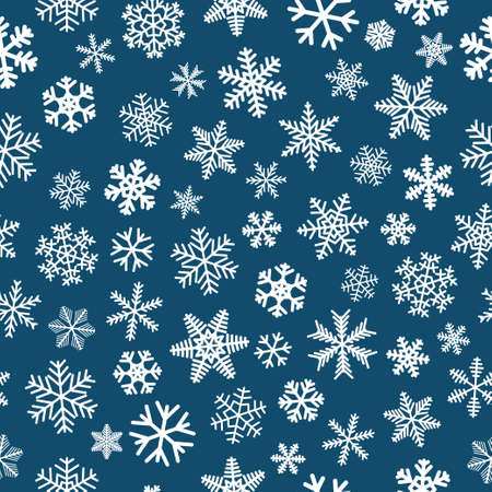 Christmas seamless pattern of snowflakes, white on blue backgroundのイラスト素材