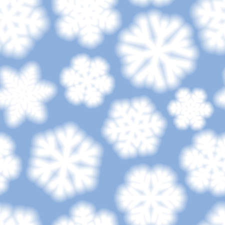 Christmas seamless pattern of big blurry snowflakes, white on light blue backgroundのイラスト素材