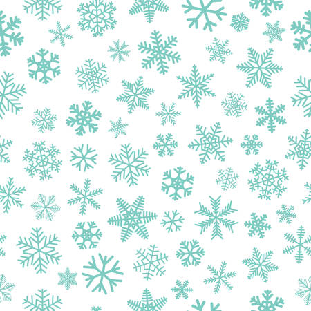 Christmas seamless pattern of snowflakes, light blue on white background