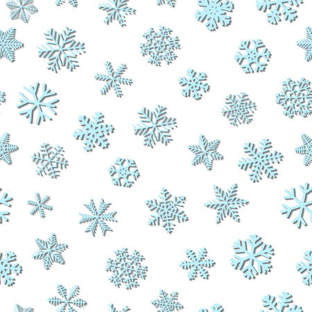 Christmas seamless pattern of snowflakes, light blue on white backgroundのイラスト素材