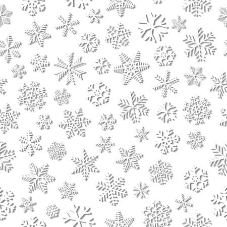 Christmas seamless pattern of snowflakes, gray on white backgroundのイラスト素材