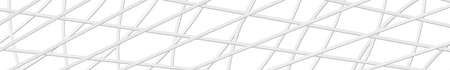 Abstract horizontal banner or background of intersecting lines in white colors.
