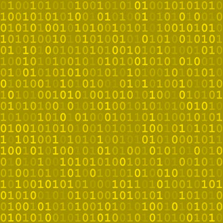 Abstract seamless pattern of small digits one and zero in yellow colorsのイラスト素材
