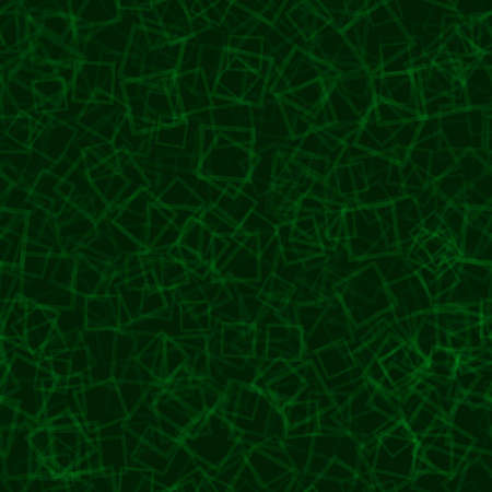 Abstract seamless pattern of randomly arranged contours of squares in green colorsのイラスト素材