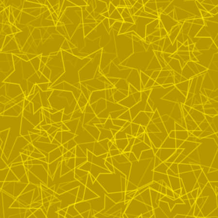 Abstract seamless pattern of randomly arranged contours of stars in yellow colorsのイラスト素材