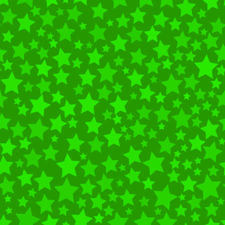 Abstract seamless pattern of stars of different sizes in green colorsのイラスト素材