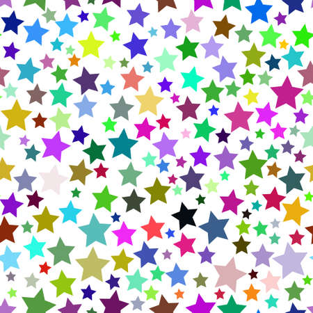 Abstract seamless pattern of stars of different sizes in various colorsのイラスト素材