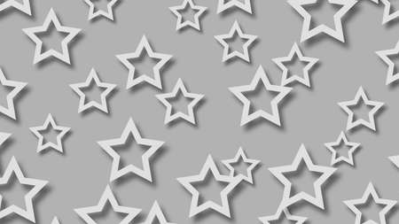 Abstract illustration of randomly arranged white stars with soft shadows on gray  backgroundのイラスト素材