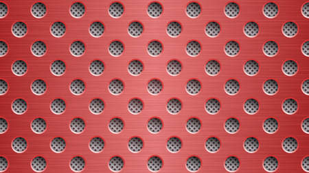 Abstract metal background with round holes in red and gray colorsのイラスト素材