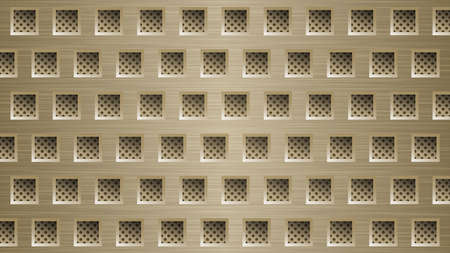 Abstract metal background with square holes in light golden colorsのイラスト素材