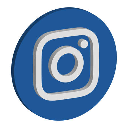 VORONEZH, RUSSIA - NOVEMBER 21, 2019: Instagram logo isometric round icon in blue colorのeditorial素材