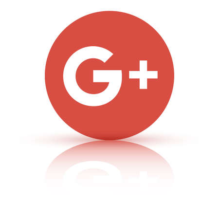 VORONEZH, RUSSIA - JANUARY 31, 2020: Google Plus logo orange round icon with reflection and shadowのeditorial素材