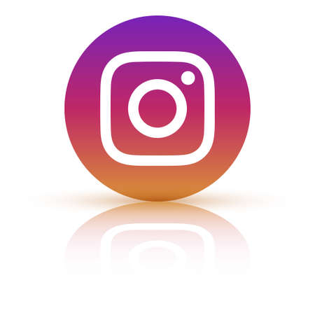 VORONEZH, RUSSIA - JANUARY 31, 2020: Instagram logo round icon with reflection and shadow