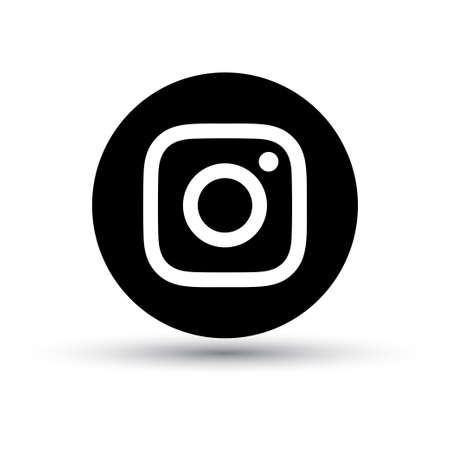 VORONEZH, RUSSIA - JANUARY 31, 2020: Instagram logo black round icon with shadowのeditorial素材