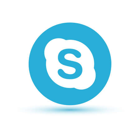 VORONEZH, RUSSIA - JANUARY 31, 2020: Skype logo light blue round icon with shadowのeditorial素材