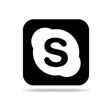 VORONEZH, RUSSIA - JANUARY 31, 2020: Skype logo black square icon with shadowのeditorial素材