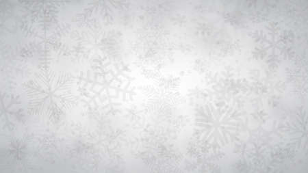 Christmas background of snowflakes of different shapes, sizes and transparency in white and gray colorsのイラスト素材