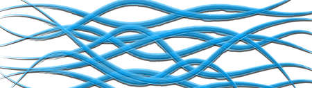 Abstract background of wavy intertwining lines with shadows, light blue on white