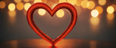 Big red shiny heart on bokeh effect background. Valentine's day illustration. Generative AIの素材