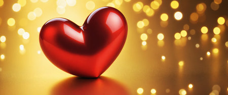 Big red shiny heart on bokeh effect background. Valentine's day illustration. Generative AIの素材