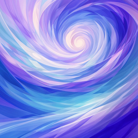 A complex, abstract design consisting of various shades of blue and purple. The design features a spiral pattern that extends throughout the entire image.の素材