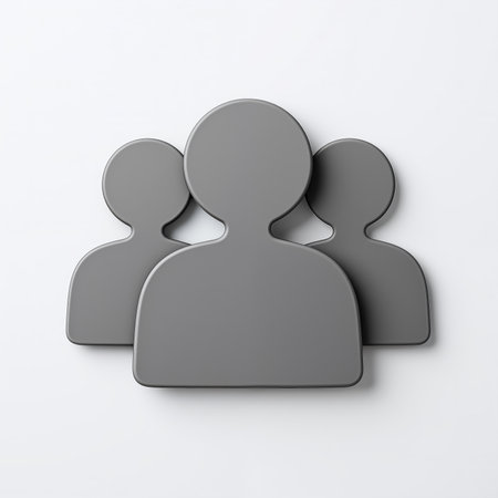 A minimalist illustration of three gray human figures overlapping, symbolizing unity, teamwork, and collaboration, set against a clean white background with subtle shadows.の素材