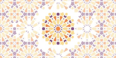 Arabic, islamic seamless mosaic vector pattern. Geometric pattern with pale color arabesque tile...