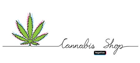 Cannabis shop vector web banner. Legalized marijuana, hemp,weed, cannabis leaf banner, background.のイラスト素材