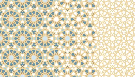 Tile repeating vector border. Geometric halftone pattern with color arabesque disintegration.のイラスト素材