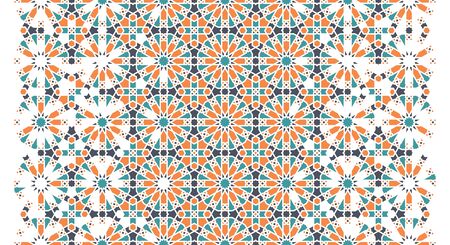 Morocco arabesque vector pattern. Geometric halftone morocco pattern with color tile disintegration.