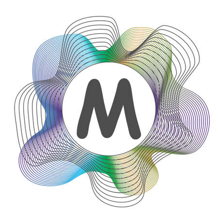 Monogram color vector frame. Logo design. Abstract letter guilloche frame.のイラスト素材