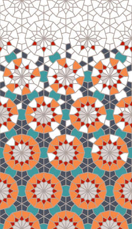 Arabic islamic vector pattern, border, decor, texture, background. Geometric halftone pattern with...