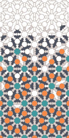 Arabic islamic vector pattern, border, decor, texture, background. Geometric halftone pattern with...