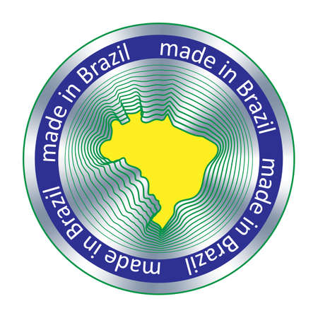 Made in Brazil seal or stamp. Round hologram sign for label design and national marketing.のイラスト素材