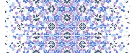 Arabesque vector seamless pattern. Geometric halftone texture with color tile disintegration. Arabesque modern pattern.のイラスト素材