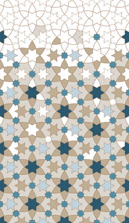 Arab vector pattern, border, background design. Geometric arab halftone texture with color mosaic disintegration.のイラスト素材